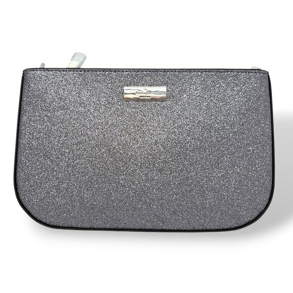 🎁 Kate Spade Glitter Lilly Pochette Silver Candied Flower Glitter NWT $249 - Picture 8 of 8